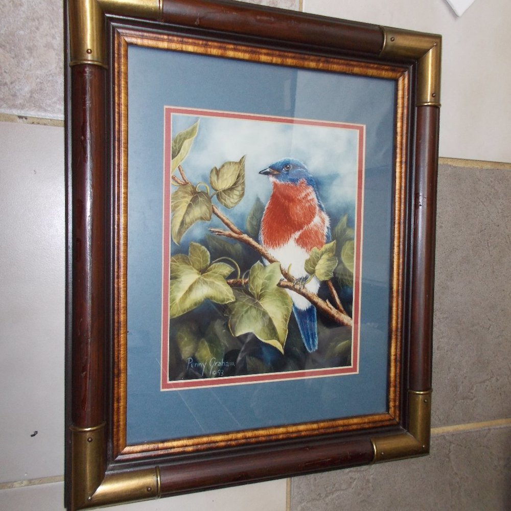 Gorgeous Vintage Bird Art by Penny Graham 1993, signed & professionally framed - Picture 2 of 6